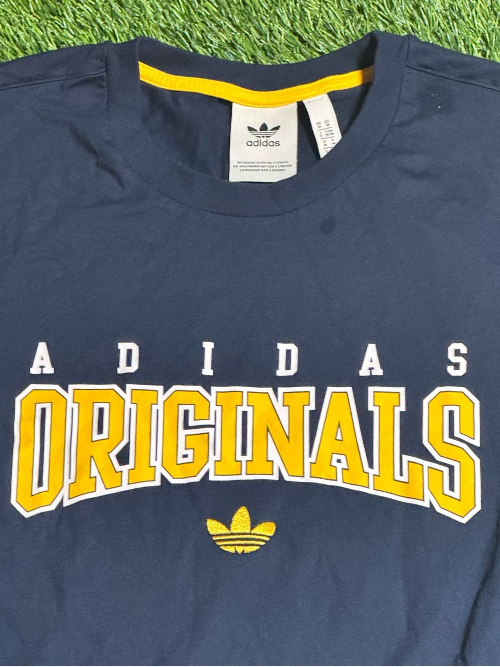 adidas Navy Short-Sleeve Originals Logo Tee with Yellow Accents - Picture 2 of 5